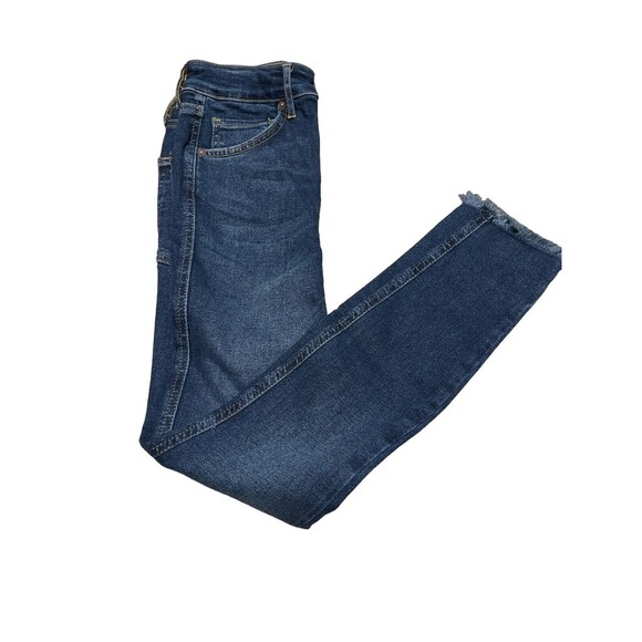 Free People Boho Raw Hem High Rise Jegging in Deep Indigo Blue- Size 27 NWT - Picture 1 of 13